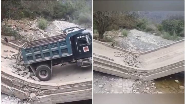 Puente colapsa con el paso de un camión; localidades quedan incomunicadas | VIDEO