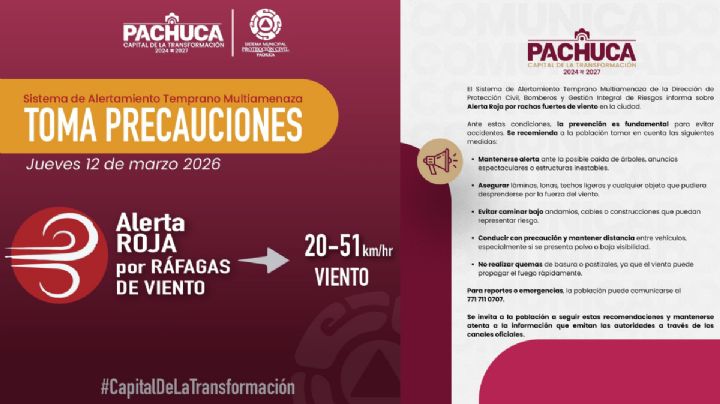 ALERTA ROJA en Pachuca: Activan protocolos de emergencia por fuertes vientos