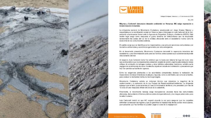 Movimiento Ciudadano denuncia derrame de hidrocarburo en Veracruz