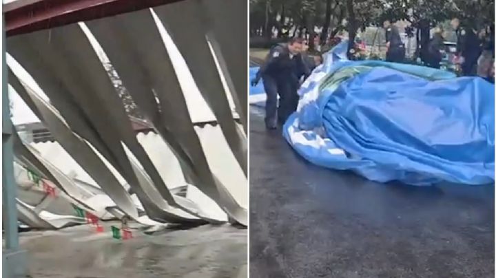 Lluvia en CDMX y Edomex provoca caída de lona en Periférico y daños en primaria de Ecatepec