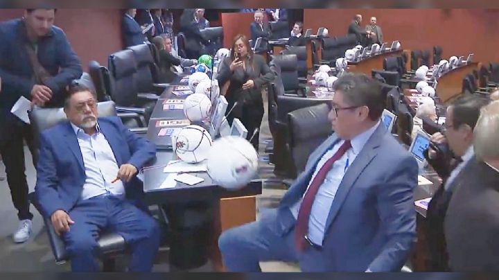 Entre “dominadas”, senadores estrenan balones del Mundial 2026 en el pleno