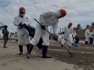 Derrame en Coatzacoalcos: contratan a 50 trabajadores de la CTM para limpiar playas