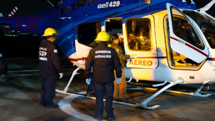 Trasladan por vía aérea a paciente de la Huasteca a Pachuca por urgencia médica