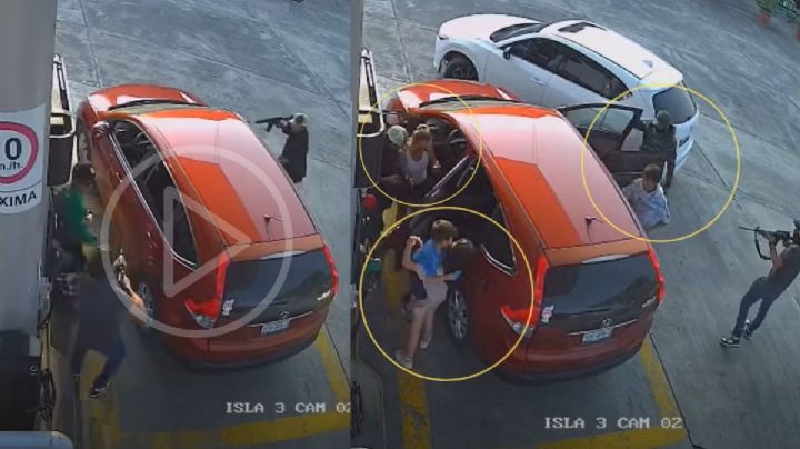 VIDEO: Encapuchados armados roban camioneta a familia en gasolinera de Tihuatlán