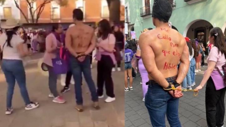 Exhiben a deudor alimentario en marcha del Día Internacional de la Mujer