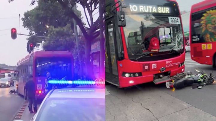 Metrobús arrolla a pareja de motociclistas en el Centro Histórico; hay afectación vial