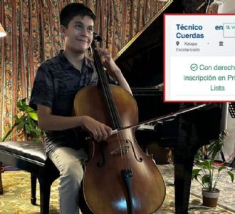 Foto descriptiva de: Rodrigo logra primer lugar en Técnico en Cuerdas en violoncello de la UV