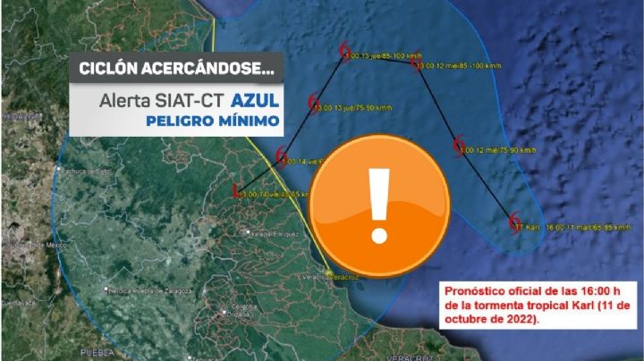 Activan alerta azul en Veracruz por tormenta tropical Karl