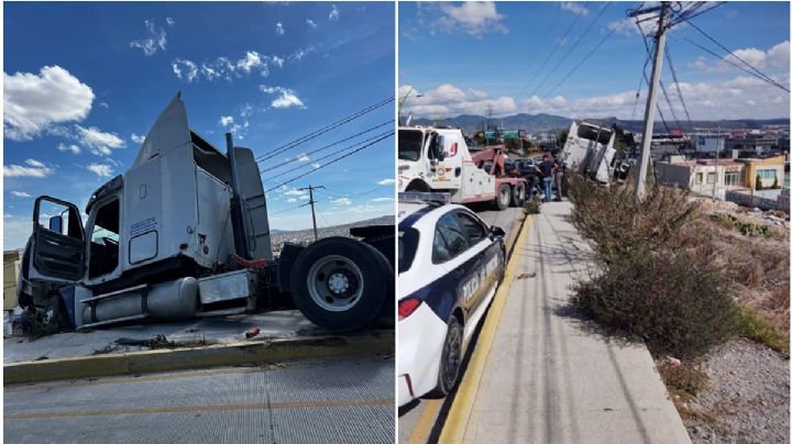 FOTOS | Tráiler se fue a ladera en bulevar de Pachuca