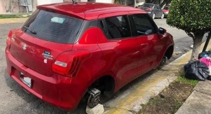 VIDEO: Dejan autos sobre tabiques; aumenta robo de llantas en Atizapán