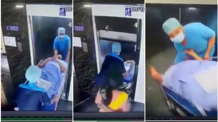 VIDEO: Se desploma elevador de hospital en India con paciente y enfermero adentro