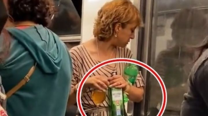 VIDEO: Mujer toma whiski en el Metro de la CDMX