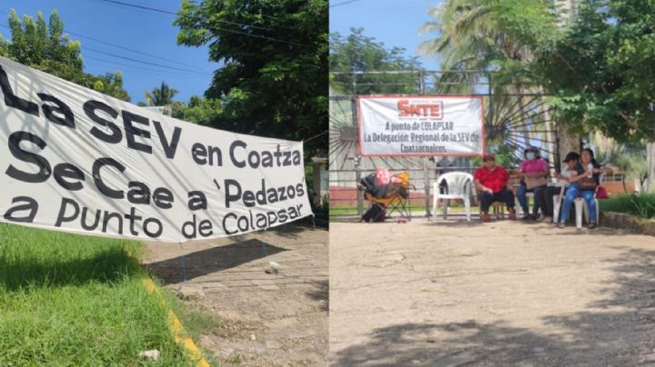 "Se cae a pedazos", toman oficinas de la SEV en Coatza por daños