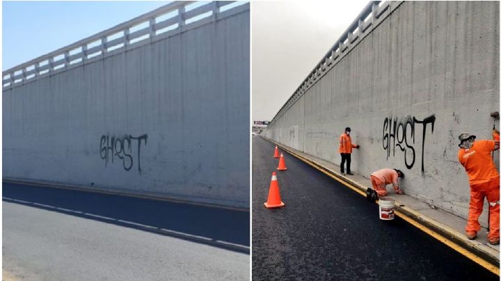 FOTOS | Ni corto ni perezoso, SOPOT tapa grafitis del Atirantado
