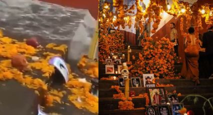 VIDEO: Tláloc enfurece y arrasa con ofrenda monumental del Día de Muertos