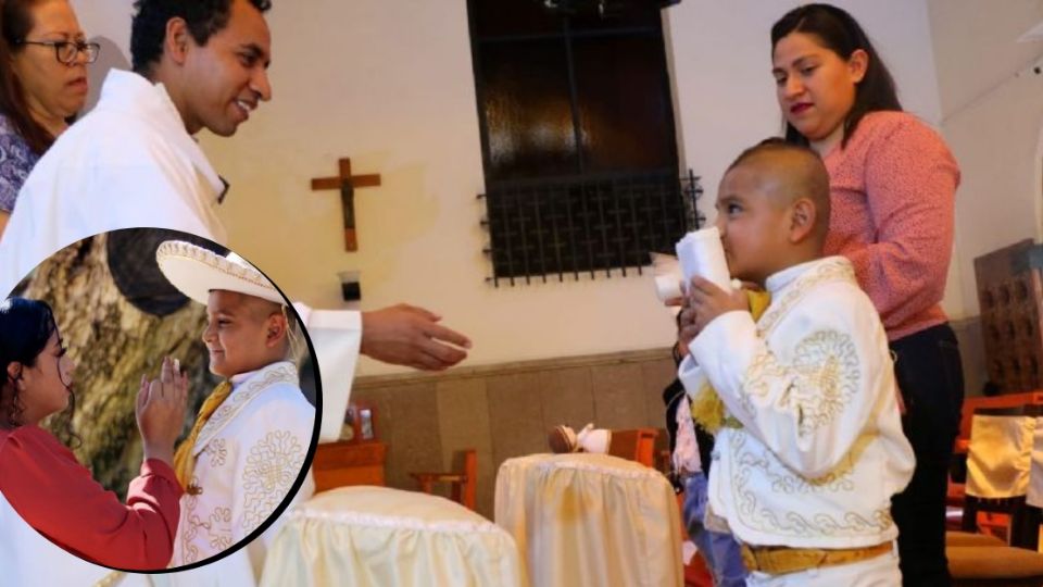 Pepito recibió la comunión en el templo de la Divina Providencia, en la colonia La Moderna.