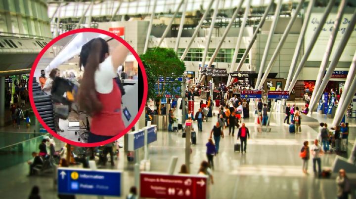 VIDEO: Mujer agrede a personal del AICM, rompe computadora y queda impune