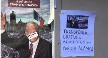 Tapizan calles de CDMX con posters para marcha de AMLO; ofrecen transporte