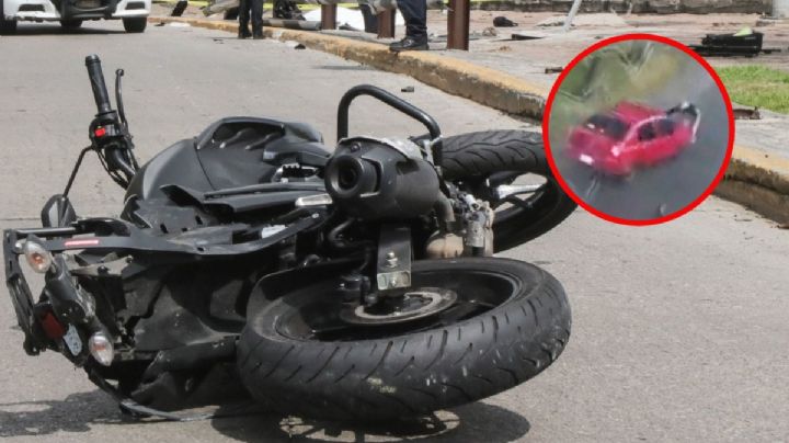 VIDEO: automovilista arrolló a un motociclista, autobús y camioneta impiden su fuga
