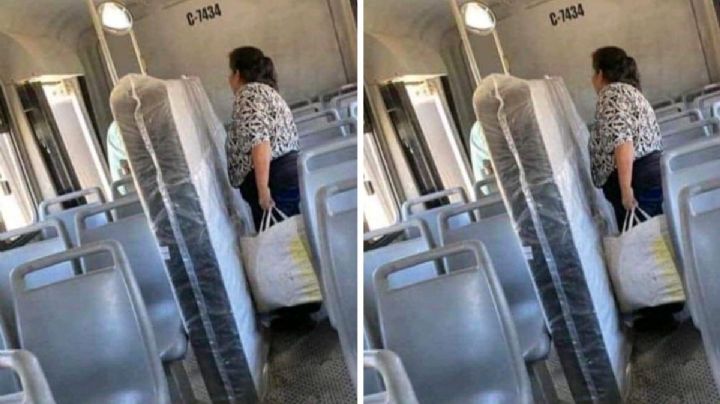 Mujer es criticada por llevar colchón en transporte público; así respondió
