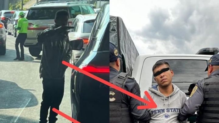 VIDEO: Ladrón atemoriza con pistola a automovilistas en Santa Fe; lo detienen