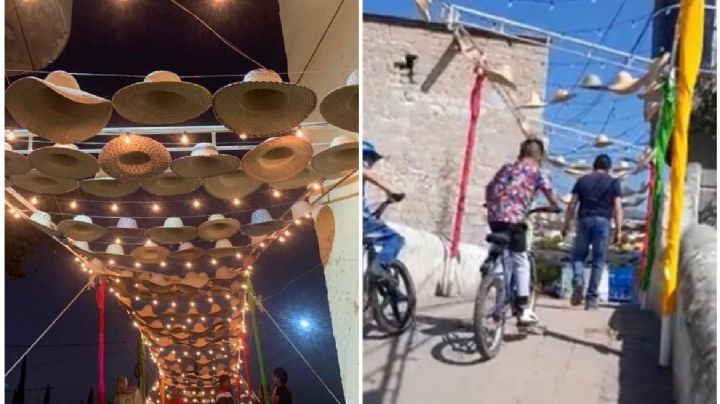 Roban sombreros colocados como adorno para el aniversario de Alfajayucan