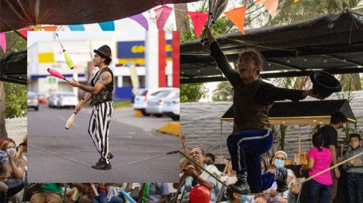 Con 2 carreras, Víctor se gana la vida como equilibrista en las calles
