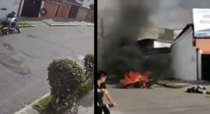 Mujer en Quito hace frente a ladrón; vecinos golpean y queman moto del sujeto