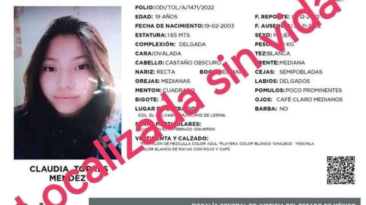 Hallan sin vida a Claudia en Lerma; su feminicida confesó donde abandonó su cuerpo