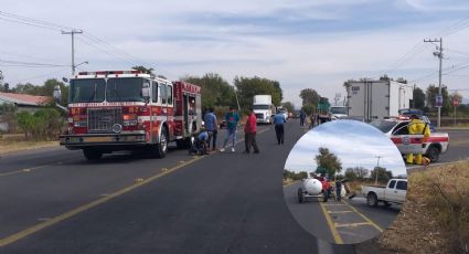 Vuelca remolque con amoniaco; cierran carretera Yuriria-Salvatierra