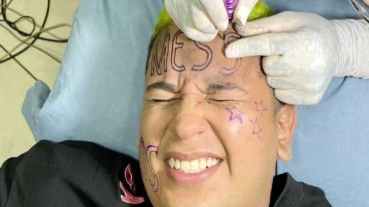 VIDEO: ¡Se arrepintió! aficionado que se tatuó el nombre de Messi en el rostro quiere quitárselo