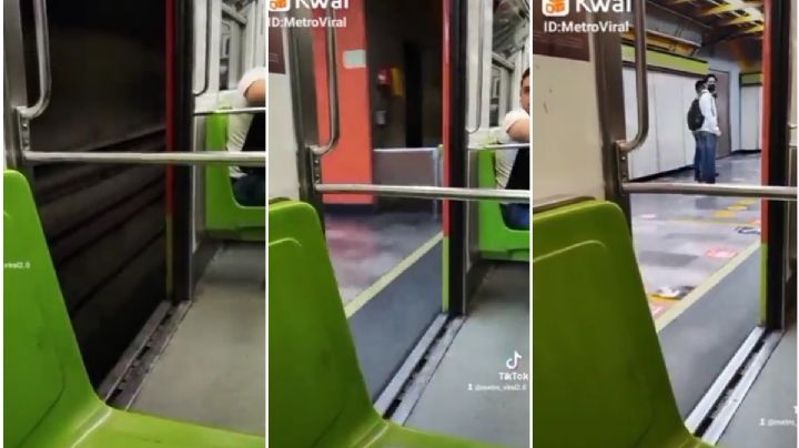VIDEO: Metro de la linea 3 avanza con las puertas abiertas