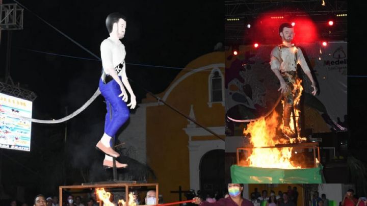 VIDEO: Queman figura de exalcalde acusado de desfalco en Medellín