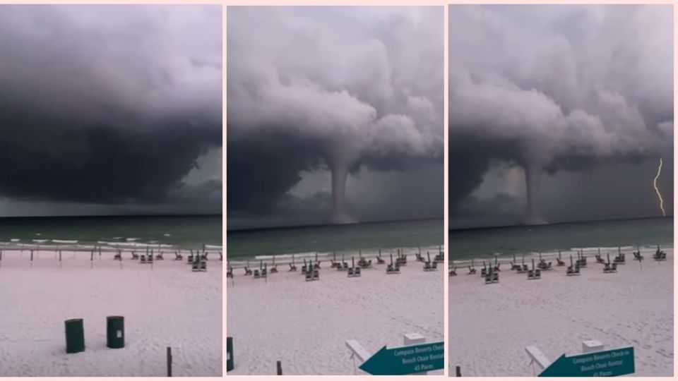 En las imágenes compartidas en redes sociales, la impresionante tromba marina venía acompañada de un cielo oscuro.