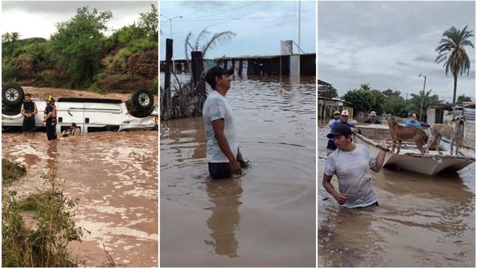 El tramo de la carretera federal 15 que atraviesa por el municipio de Guaymas también quedó con severos daños después de las fuertes lluvias de este viernes.