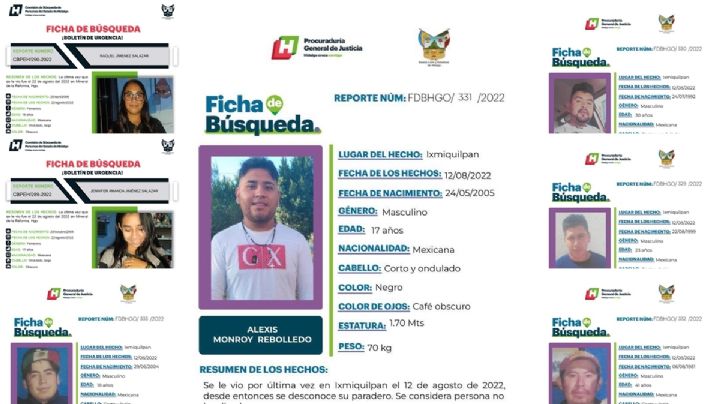 En 10 días, reportan desaparición de siete jóvenes en Hidalgo