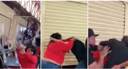 VIDEO: Se dieron hasta con las sillas en pelea en el Mercado de Jamaica