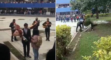 VIDEO: Soldado caído en primer día de Universidad; con todo y mariachi lo batean