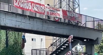 VIDEO: Protestan con "cuerpos" colgados en Periférico