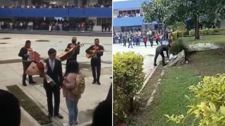 VIDEO: Soldado caído en primer día de Universidad; con todo y mariachi lo batean