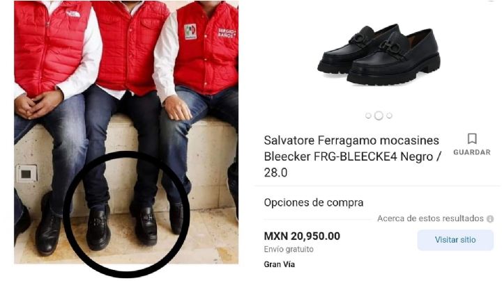 Los zapatos de 21 mil pesos que utiliza el alcalde de Mineral del Monte, Alex Tello