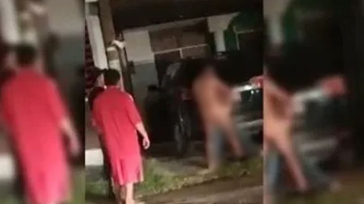 VIDEO: Capitán de la Marina, desnudo, intenta asfixiar a su esposa