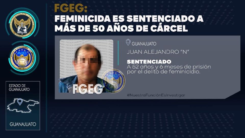 Juan Alejandro pasará 52años en la cárcel por asesinar a cuchilladas a su pareja, con quien vivía en Guanajuato capital.