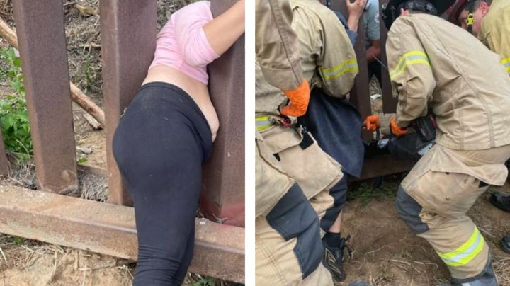 FOTOS: Mujer se atora al intentar cruzar a Estados Unidos