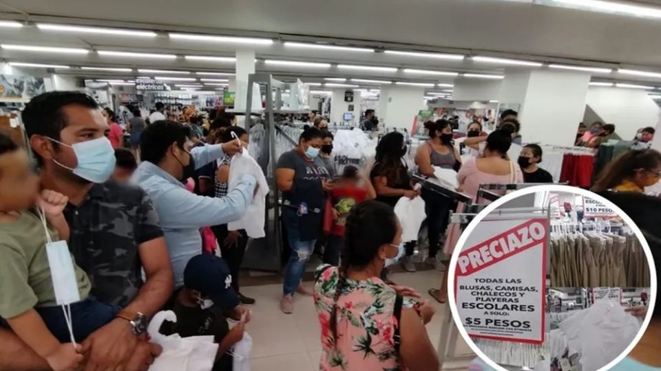 Una tienda del centro de Tampico lanzó una oferta de uniformes escolares: a 5 pesos las camisas y a 10 pesos los pantalones, mismos que se agotaron
