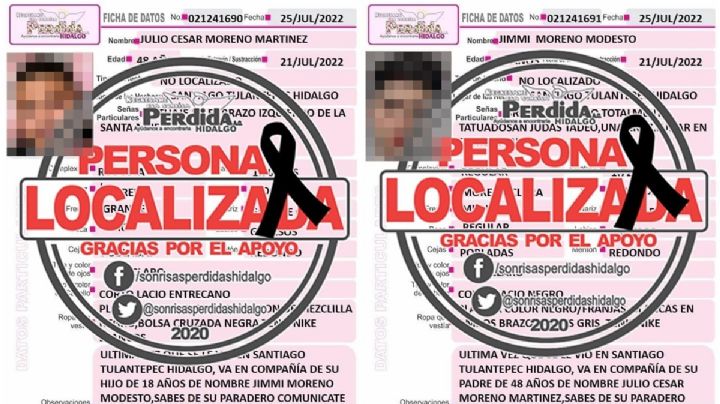 Julio y Jimmi, padre e hijo, desaparecen mes y medio: los hallan muertos