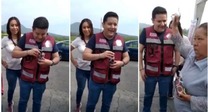 VIDEO: "Por si le hacen falta", vecinos de Tláhuac le regalan huevos a diputado de Morena