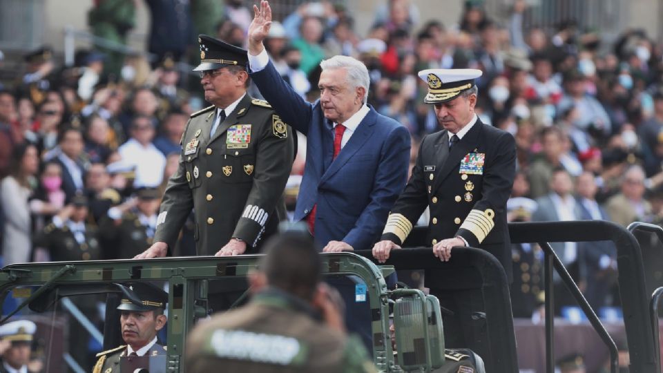 AMLO en el desfile del 16 de septiembre, donde criticó a la ONU