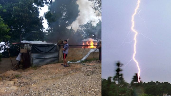 Tras caída de rayo, familia de Minatitlán se queda sin casa