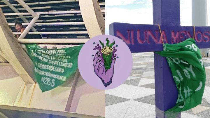 En Boca del Río, colocan pañuelo verde a puente de la Amistad en el 28S